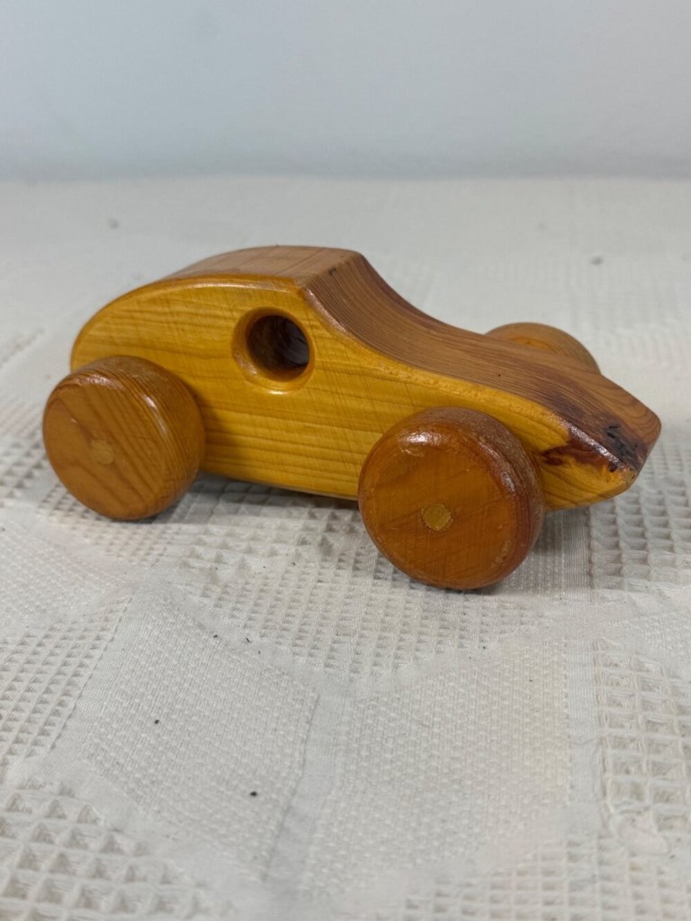 Handcrafted Wooden Toy Car w Smooth Finish Rolling Wheels Vintage Natural Toy